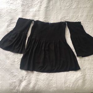 Francesca’s black off the shoulder top